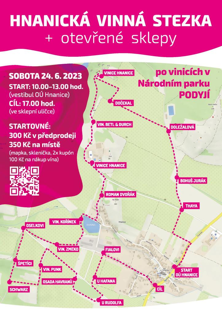 Mapka stanovišť vinařské stezky.