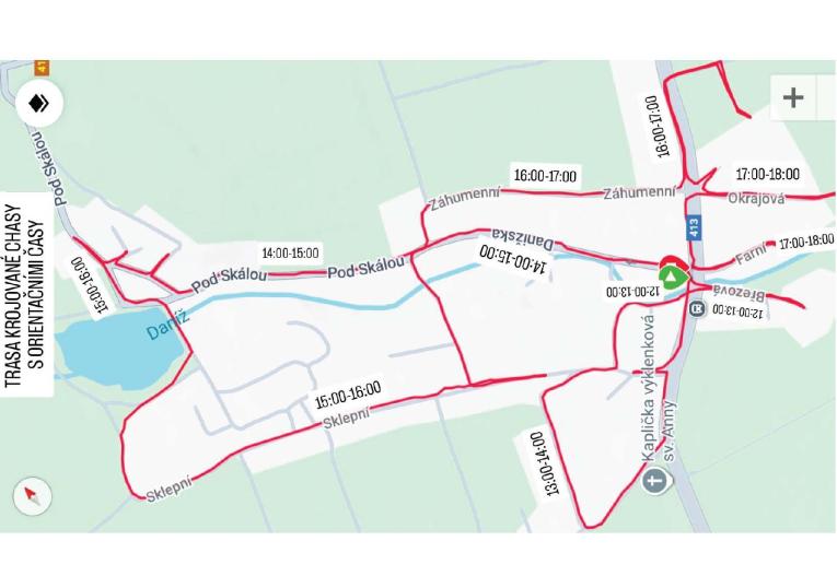 Hnanické hody mapka trasy.